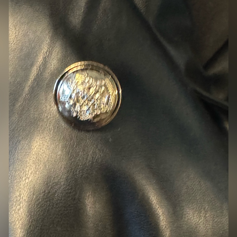 Leather like blazer work dressy casual gold button blazer jacket - Picture 7 of 7